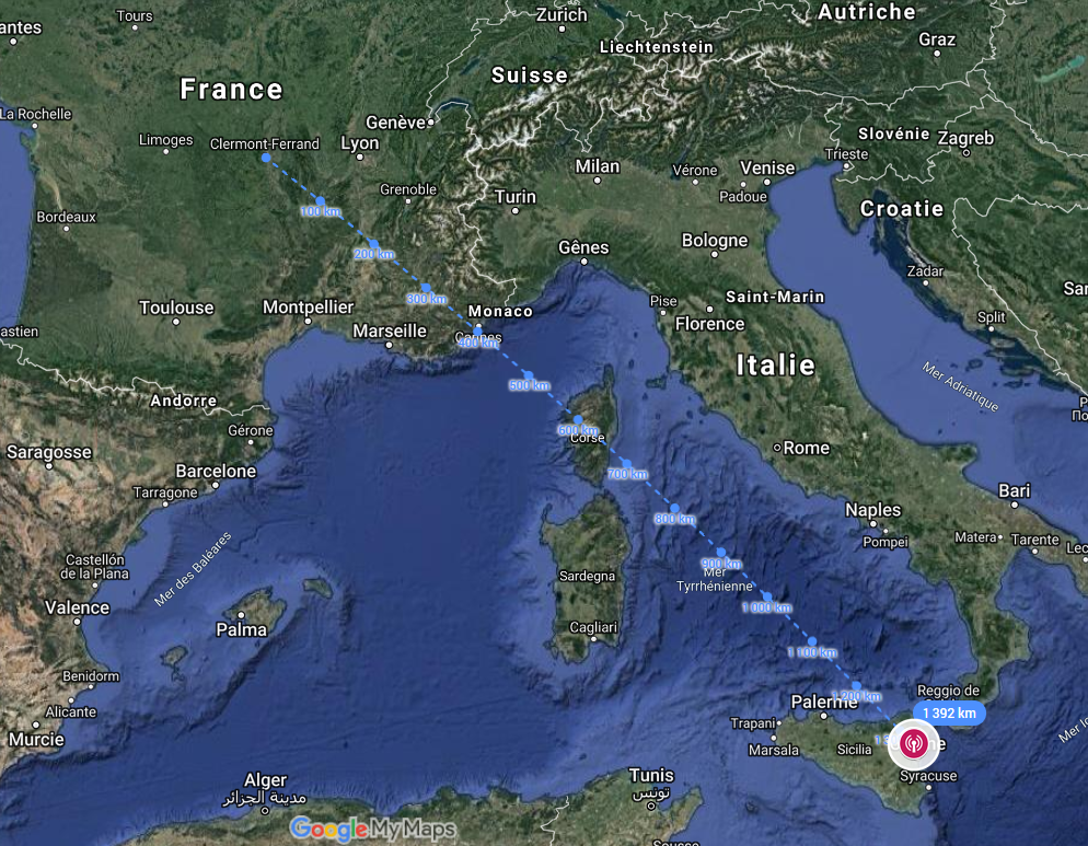 Figure 2 : localisation du site de l’Etna et de Clermont-Ferrand